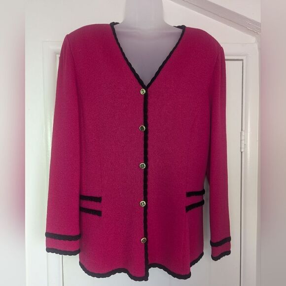 VTG St. John Sport Collection Cardigan 90s Maximalist Barbiecore Prep School - Picture 1 of 14